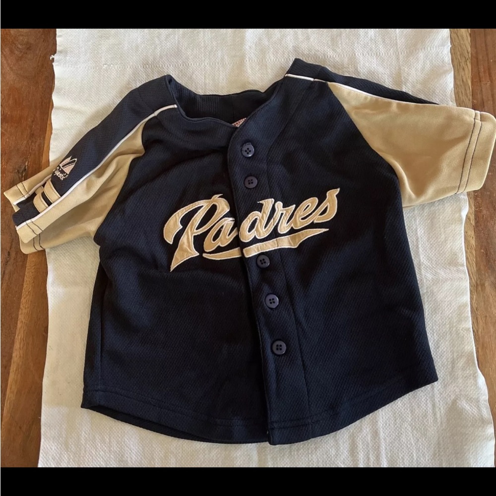 Kids Padres Baseball Shirt - Black and Tan
